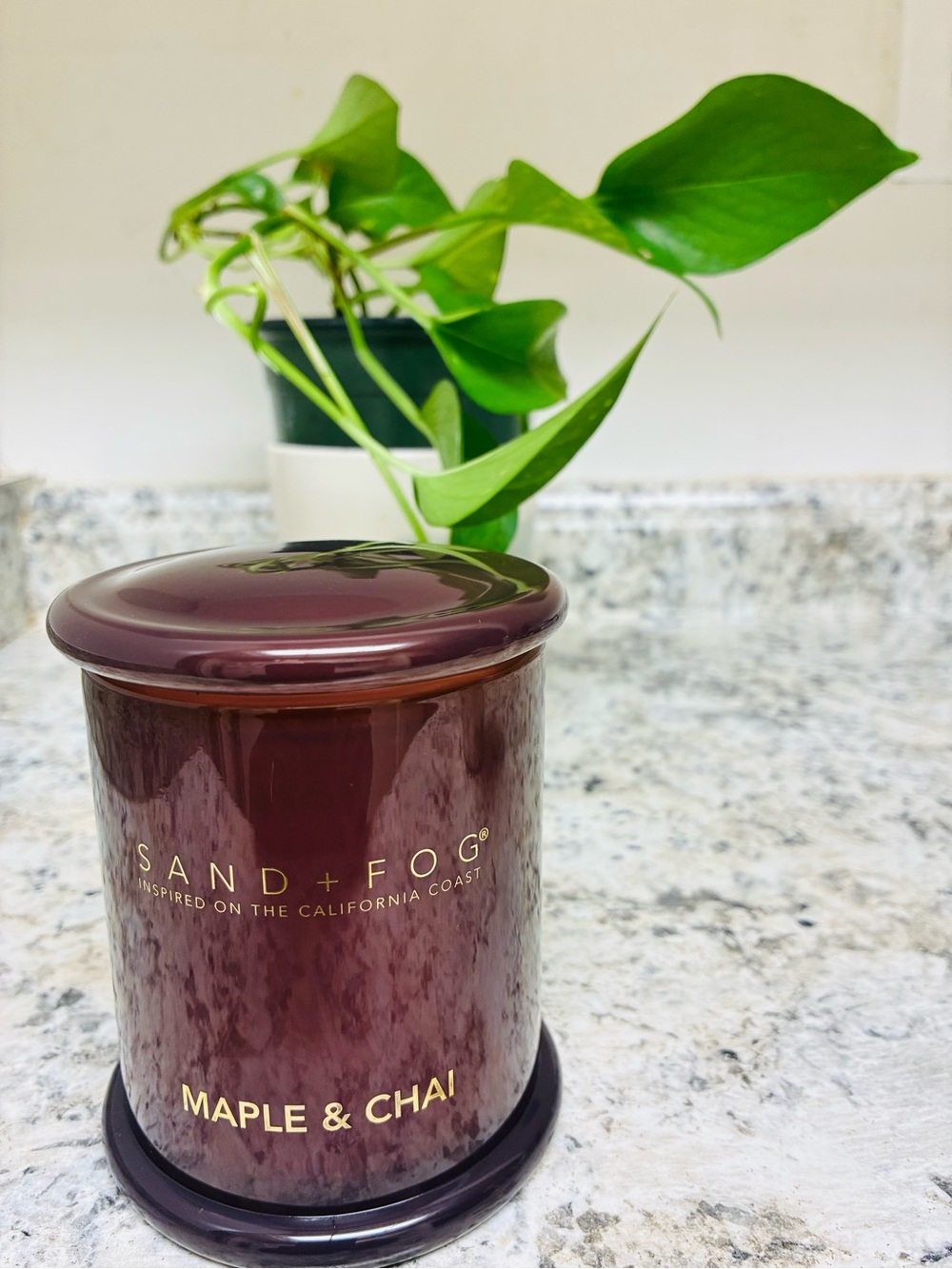 Sand + Fog Maple & Chai Scented Candle - Deep Burgundy
